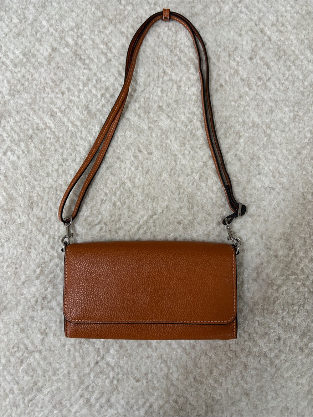 Vera Bradley Faux Leather Wallet Crossbody in Pecan